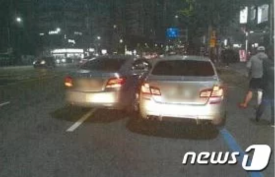 A씨 등이 고의로 차량 사고를 낸 모습.(인천경찰청 제공) 