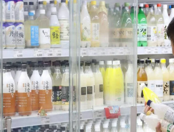 마트에 진열되어 있는 막걸리