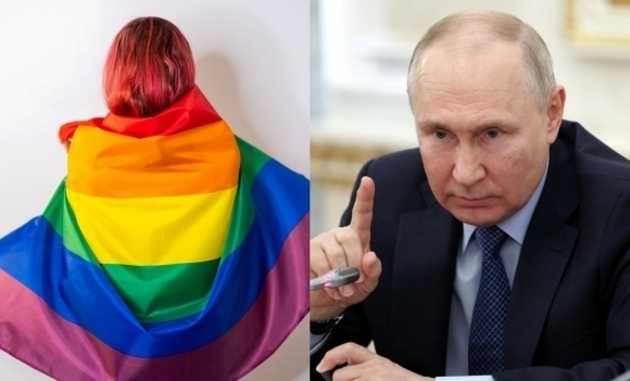 성소수자(LGBTQ+) 인권을 뜻하는 무지개색 깃발, 블라디미르 푸틴 러시아 대통령. / 사진:SNS