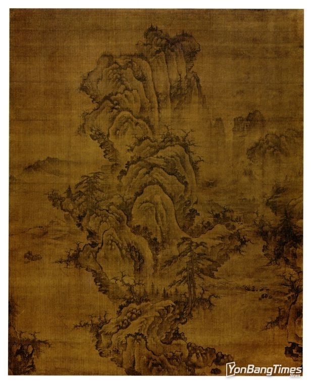 조선 15세기 산수화 ‘방곽희추경산수도(倣郭煕秋景山水圖)’. 세로 108.1㎝, 가로 86.2㎝. /후쿠오카시미술관