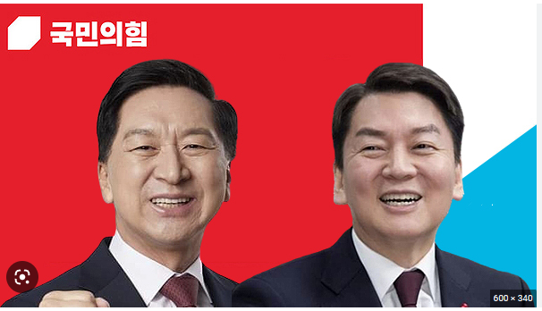 ▲국민의힘 전당대회에서 선두 주자로 꼽히는 김기현 의원과 안철수 의원 두 후보가 활짝 웃고 있다. <사진=SNS>