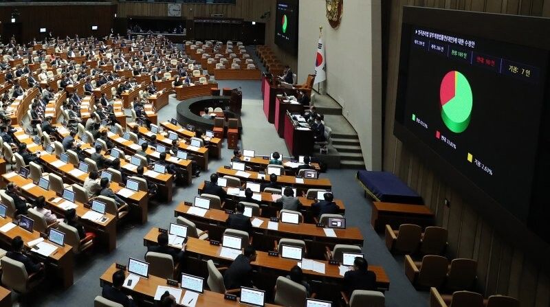▲ 23일 오후 서울 여의도 국회에서 열린 제404회 국회(임시회) 제1차 본회의에서 '양곡관리법 일부개정법률안(대안)에 대한 수정안'이 통과되고 있다. <사진=국회사진기자단>