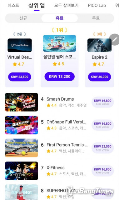 앱노리 신작 ‘올인원 썸머 스포츠 VR’ 피코 스토어 1위 달성