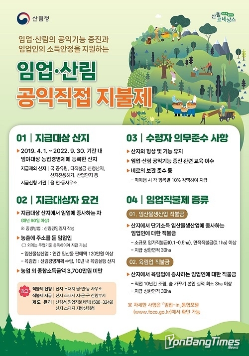 임업직불금 4월부터 접수 시작…온라인 신청도 가능